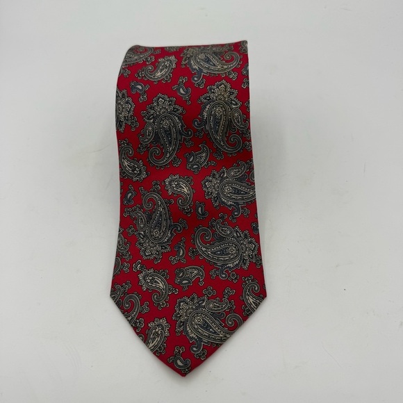 Mallory & Church Paisley Silk Tie Mens Red Gray Necktie 3x60 USA Made - Picture 2 of 4